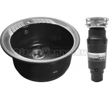 Комплект Мойка GranFest Rondo GF-R520 черный + Измельчитель Bone Crusher BC 910-SL-Slim Line