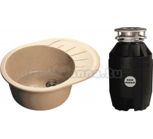 Комплект Мойка GranFest Rondo GF-R580L песочный + Измельчитель Bone Crusher BC 810-AS