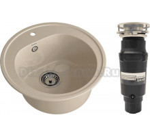 Комплект Мойка GranFest Rondo R-510 кашемир + Измельчитель Bone Crusher BC 910-SL-Slim Line