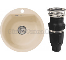 Комплект Мойка GranFest Smart SM 435 бежевый + Измельчитель Bone Crusher BC 610-AS