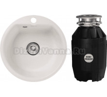 Комплект Мойка GranFest Smart SM 435 белый + Измельчитель Bone Crusher BC 810-AS