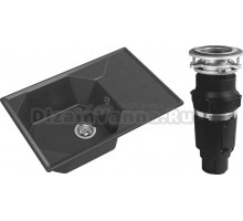 Комплект Мойка GranFest Unique GF-U-740L графит + Измельчитель Bone Crusher BC 610-AS