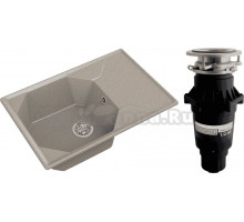 Комплект Мойка GranFest Unique GF-U-740L песочная + Измельчитель Bone Crusher BC 810-SL Slim Line