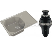 Комплект Мойка GranFest Unique GF-U-740L топаз + Измельчитель Bone Crusher BC 1000-AS
