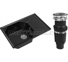 Комплект Мойка GranFest Unique GF-U-740L черная + Измельчитель Bone Crusher BC 610-AS