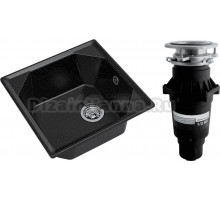 Комплект Мойка GranFest Unique U-500 черная + Измельчитель Bone Crusher BC 810-SL Slim Line
