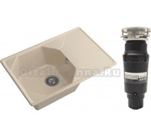 Комплект Мойка GranFest Unique U-740L кашемир + Измельчитель Bone Crusher BC 910-SL-Slim Line