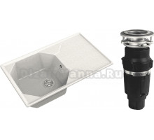 Комплект Мойка GranFest Unique U-840L белая + Измельчитель Bone Crusher BC 610-AS