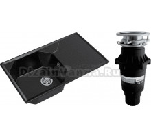 Комплект Мойка GranFest Unique U-840L черная + Измельчитель Bone Crusher BC 810-SL Slim Line