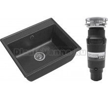 Комплект Мойка GranFest Vertex GF-V-580 графит + Измельчитель Bone Crusher BC 910-SL-Slim Line