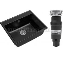 Комплект Мойка GranFest Vertex GF-V-580 черная + Измельчитель Bone Crusher BC 910-SL-Slim Line