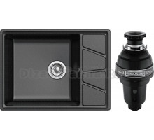 Комплект Мойка GranFest Vertex GF-V-680L черная + Измельчитель Bone Crusher BC 1000-AS