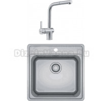 Комплект Мойка Franke Bell BCX 210-51 TL нержавеющая сталь + Смеситель Atlas Neo выдвижной излив, нержавеющая сталь