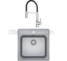 Комплект Мойка Franke Bell BCX 210-51 TL нержавеющая сталь + Смеситель Lina Semi-pro хром, черный