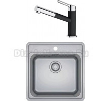 Комплект Мойка Franke Bell BCX 610-42 TL нержавеющая сталь + Смеситель Orbit 115.0623.057 хром, оникс