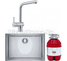 Комплект Мойка Franke Felix FEX 210-60 нержавеющая сталь + Смеситель Atlas Neo нержавеющая сталь + Измельчитель Turbo Elite TE-50 с пневмокнопкой