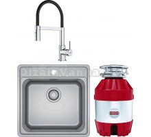 Комплект Мойка Franke Bell BCX 210-51 TL нержавеющая сталь + Смеситель Lina Semi-pro хром, черный + Измельчитель Turbo Elite TE-50 с пневмокнопкой