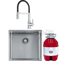 Комплект Мойка Franke Box BXX 210-45 нержавеющая сталь + Смеситель Lina Semi-pro хром, черный + Измельчитель Turbo Elite TE-50 с пневмокнопкой