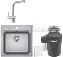 Комплект Мойка Franke Bell BCX 210-51 TL нержавеющая сталь + Смеситель Atlas Neo выдвижной излив, нержавеющая сталь + Измельчитель Bort Alligator Green
