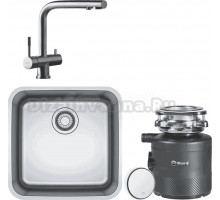 Комплект Мойка Franke Bell ВСX 110-42 нержавеющая сталь + Смеситель Atlas Clear water нержавеющая сталь + Измельчитель Bort Alligator X