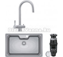 Комплект Мойка Franke Bell ВСX 610-81 TL нержавеющая сталь + Смеситель Eos Clear Water нержавеющая сталь + Измельчитель Bort Master Eco Control