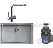 Комплект Мойка Franke Box BXX 210-68 нержавеющая сталь + Смеситель Atlas Clear water нержавеющая сталь + Измельчитель Bort Titan 9000