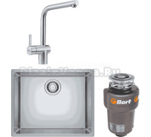 Комплект Мойка Franke Felix FEX 110-50 нержавеющая сталь + Смеситель Atlas Neo нержавеющая сталь + Измельчитель Bort Titan Max Power