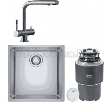 Комплект Мойка Franke Felix FEX 210-40 нержавеющая сталь + Смеситель Atlas Clear water нержавеющая сталь + Измельчитель Bort Alligator Control 93417944