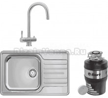 Комплект Мойка Franke LNX 611-44 нержавеющая сталь + Смеситель Eos Clear Water нержавеющая сталь + Измельчитель Bort Alligator Mega