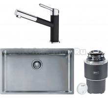 Комплект Мойка Franke Box BXX 210-68 нержавеющая сталь + Смеситель Orbit 115.0623.057 хром, оникс + Измельчитель Bort Alligator Control 93417944