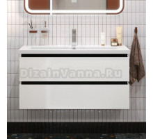 Тумба с раковиной Cezares Plane 100 bianco lucido, раковина Cezares CZR-8070-100