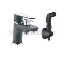 Смеситель для раковины Potato 118-6 P14118-6 с гигиеническим душем, матовый черный