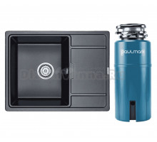 Комплект Мойка Paulmark Flugen 50-650 PM216550-BLM черный металлик + Измельчитель Intenso I-800