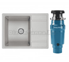 Комплект Мойка Paulmark Flugen 50-650 PM216550-GR серый + Измельчитель Intenso I-400