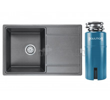 Комплект Мойка Paulmark Flugen 50-780 PM217850-DG графит + Измельчитель Intenso I-800