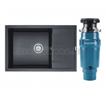 Комплект Мойка Paulmark Flugen 60 PM317850-BLM черный металлик + Измельчитель Intenso I-400