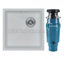 Комплект Мойка Paulmark Lumi LU45SK-WH белая + Измельчитель Intenso I-400