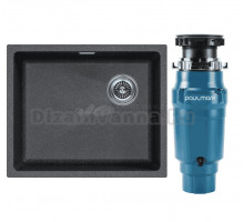 Комплект Мойка Paulmark Lumi LU55SK-DG графит + Измельчитель Intenso I-400