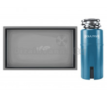 Комплект Мойка Paulmark Next-Skew PM887444-MG серый матовый + Измельчитель Intenso I-PRO 1000