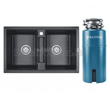 Комплект Мойка Paulmark Tandem 80/2PM238150-BL черная + Измельчитель Intenso I-800