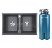 Комплект Мойка Paulmark Tandem 80/2PM238150-DG графит + Измельчитель Intenso I-PRO 1000