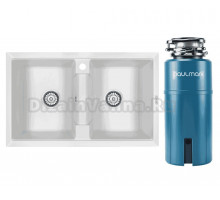 Комплект Мойка Paulmark Tandem 80/2PM238150-WH белая + Измельчитель Intenso I-PRO 1000