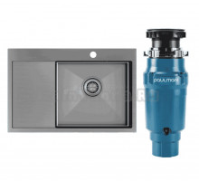 Комплект Мойка Paulmark Velten PM807851-GMR вороненая сталь + Измельчитель Intenso I-400