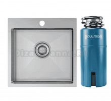 Комплект Мойка Paulmark Velten PM905151-BS брашированная нержавеющая сталь + Измельчитель Intenso I-PRO 1000