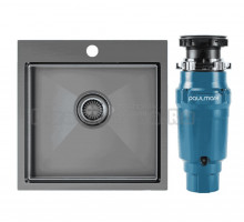 Комплект Мойка Paulmark Velten PM905151-GM вороненая сталь + Измельчитель Intenso I-400