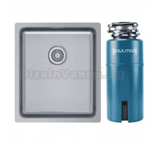 Комплект Мойка Paulmark Vista PM904438-BS брашированная нержавеющая сталь + Измельчитель Intenso I-800