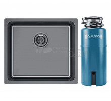 Комплект Мойка Paulmark Yuni YU49-GM вороненая сталь + Измельчитель Intenso I-PRO 1000