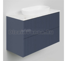 Тумба под раковину со столешницей La Fenice Terra Twin Blu Grigio 100 подвесная, синяя матовая, столешница белый мрамор