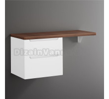 Тумба под раковину со столешницей STWORKI Берген 122 белая, столешница темная, без отверстий + правый кронштейн