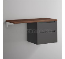 Тумба под раковину со столешницей STWORKI Берген 122 серая, столешница темная, без отверстий + левый кронштейн